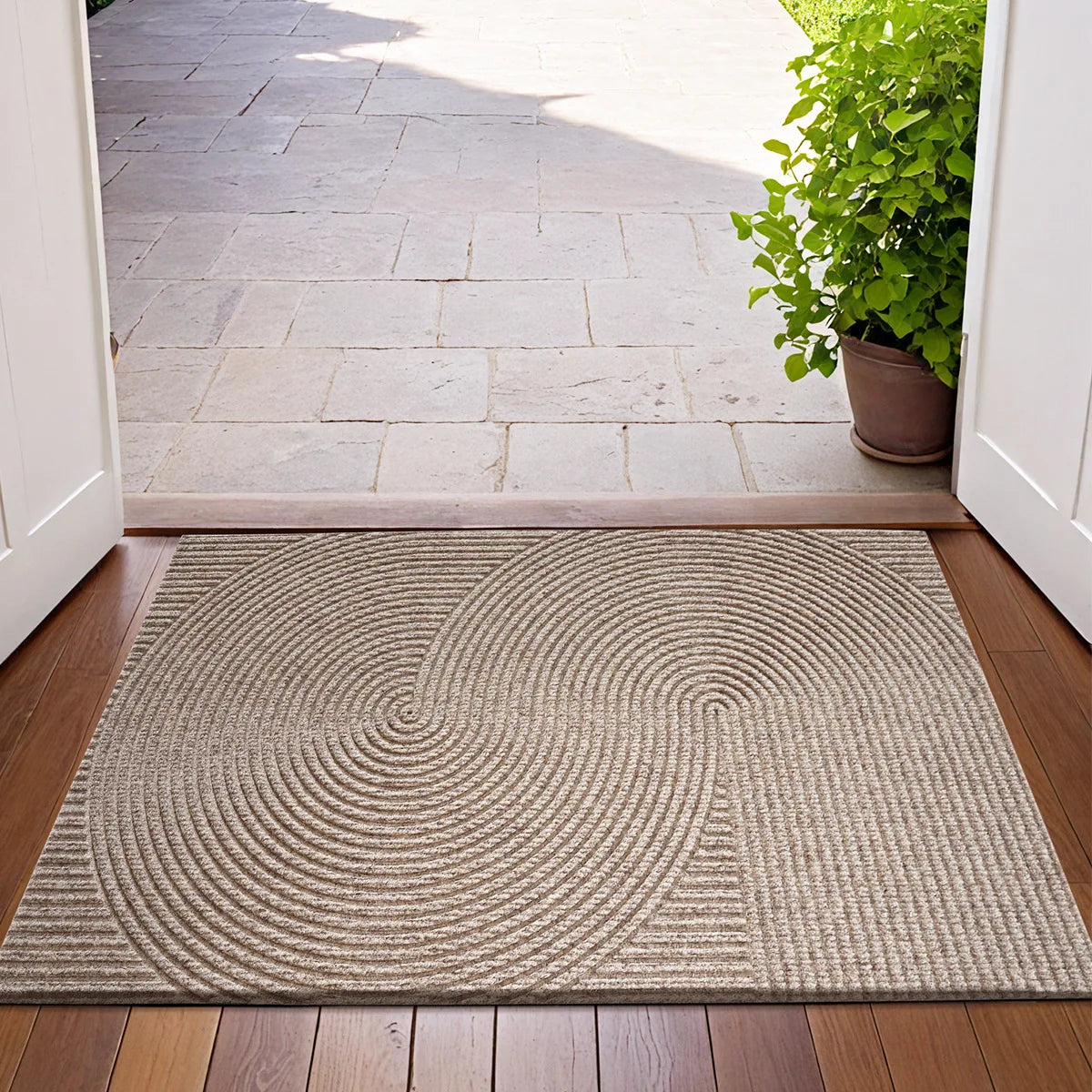 3D Grooved Door Mat | Non-Slip Polyester Outdoor Mat for Clean Entrances 0