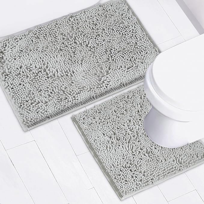 Chenille Shag Bathroom Rug Set | Non-Slip Plush Mats for Comfort 1