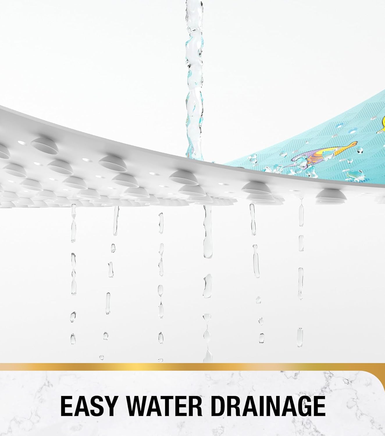 Dolphin Square Shower Mat | Non-Slip Design with 144 Suction Cups | Quick-Dry Surface for Safe Showers 5