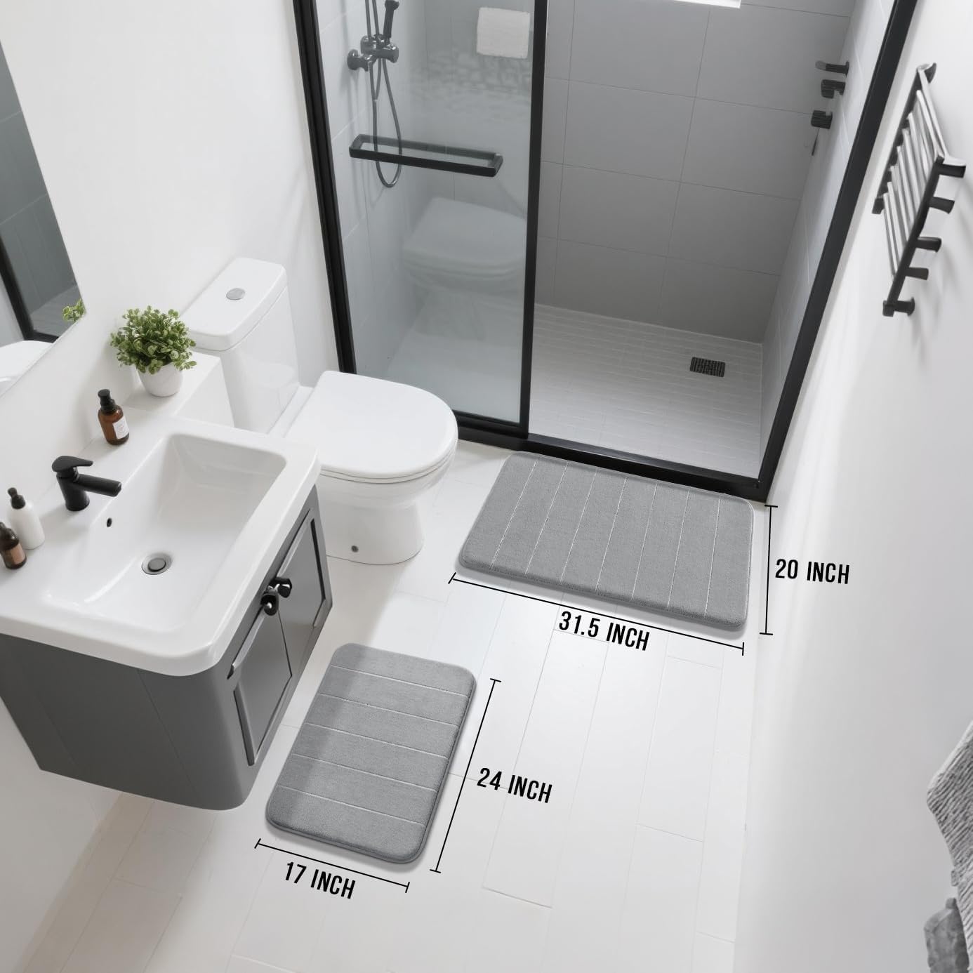 Memory Foam Bath Mat Set | Non-Slip Bathroom Rugs for Soft Comfort & Quick Drying 2