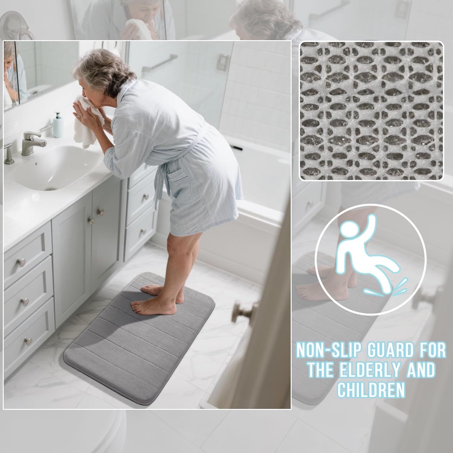 Memory Foam Bath Mat Set | Non-Slip Bathroom Rugs for Soft Comfort & Quick Drying 5
