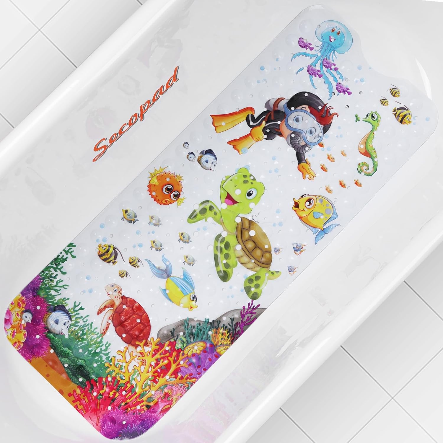 Turtle Bath Mat | Non-Slip Shower Mat with Strong Suction Cups | Safe & Fun Bathing for Kids 1