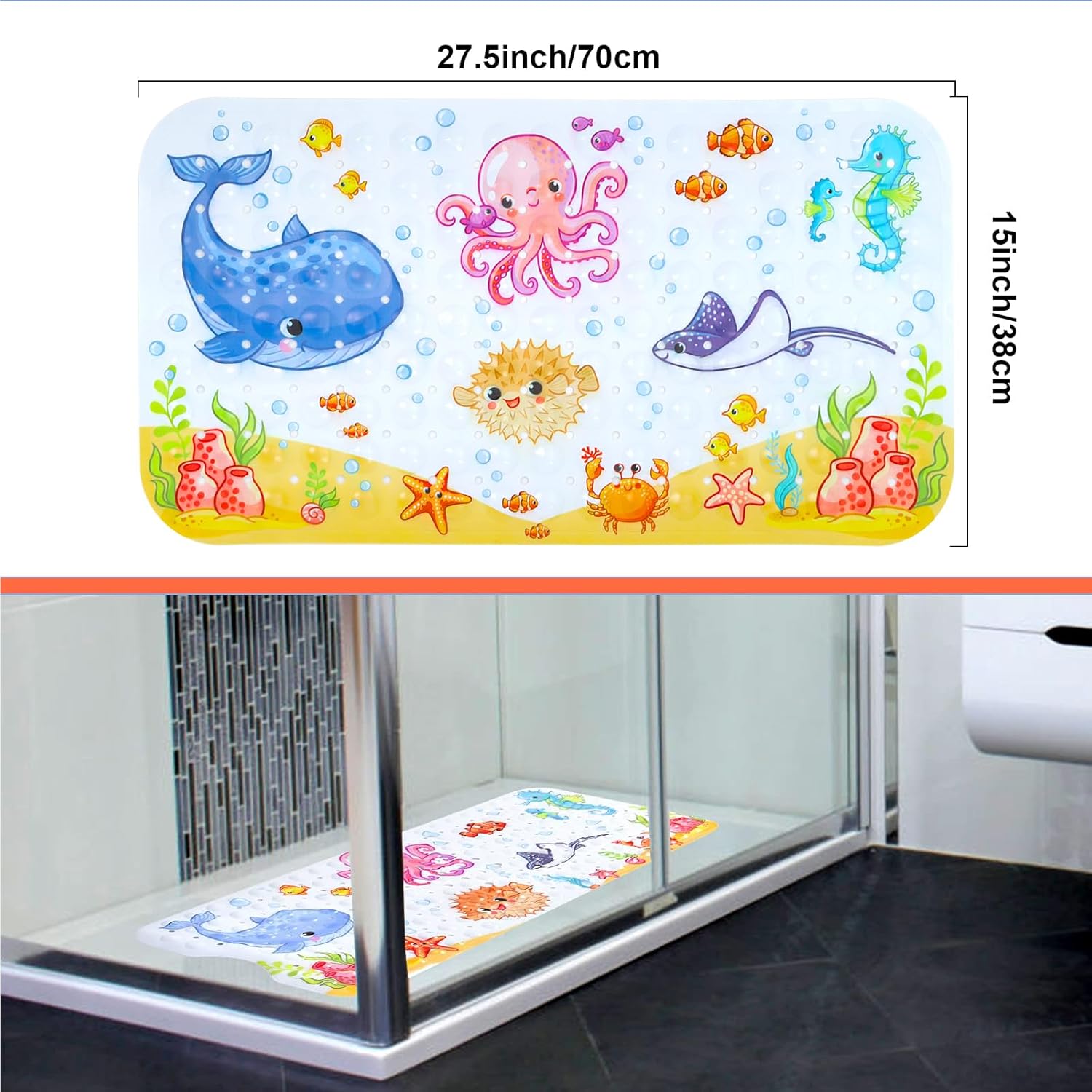 Colorful Octopus Bath Mat | Non-Slip Design with 200 Suction Cups for Safety 2
