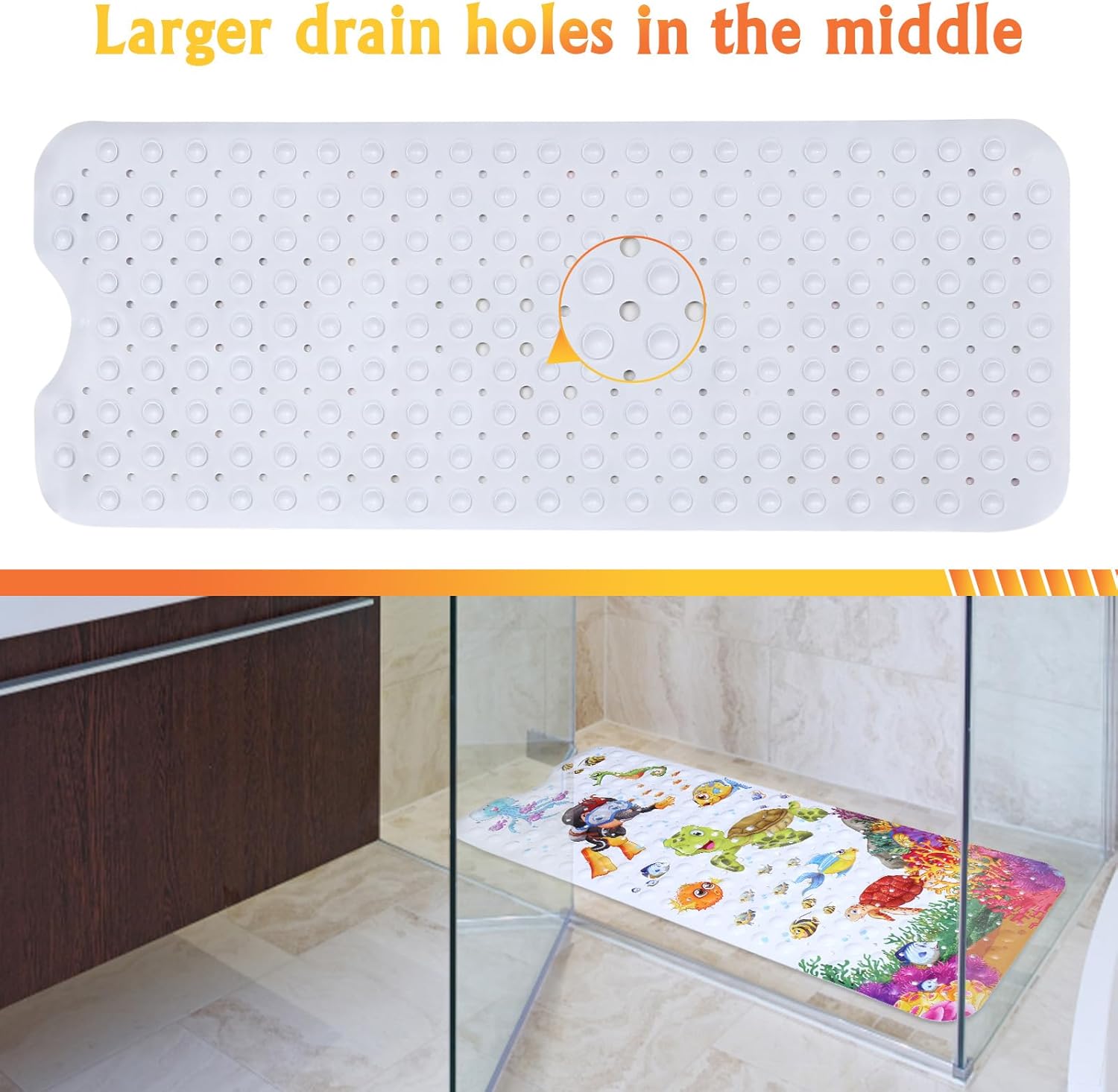 Turtle Bath Mat | Non-Slip Shower Mat with Strong Suction Cups | Safe & Fun Bathing for Kids 5