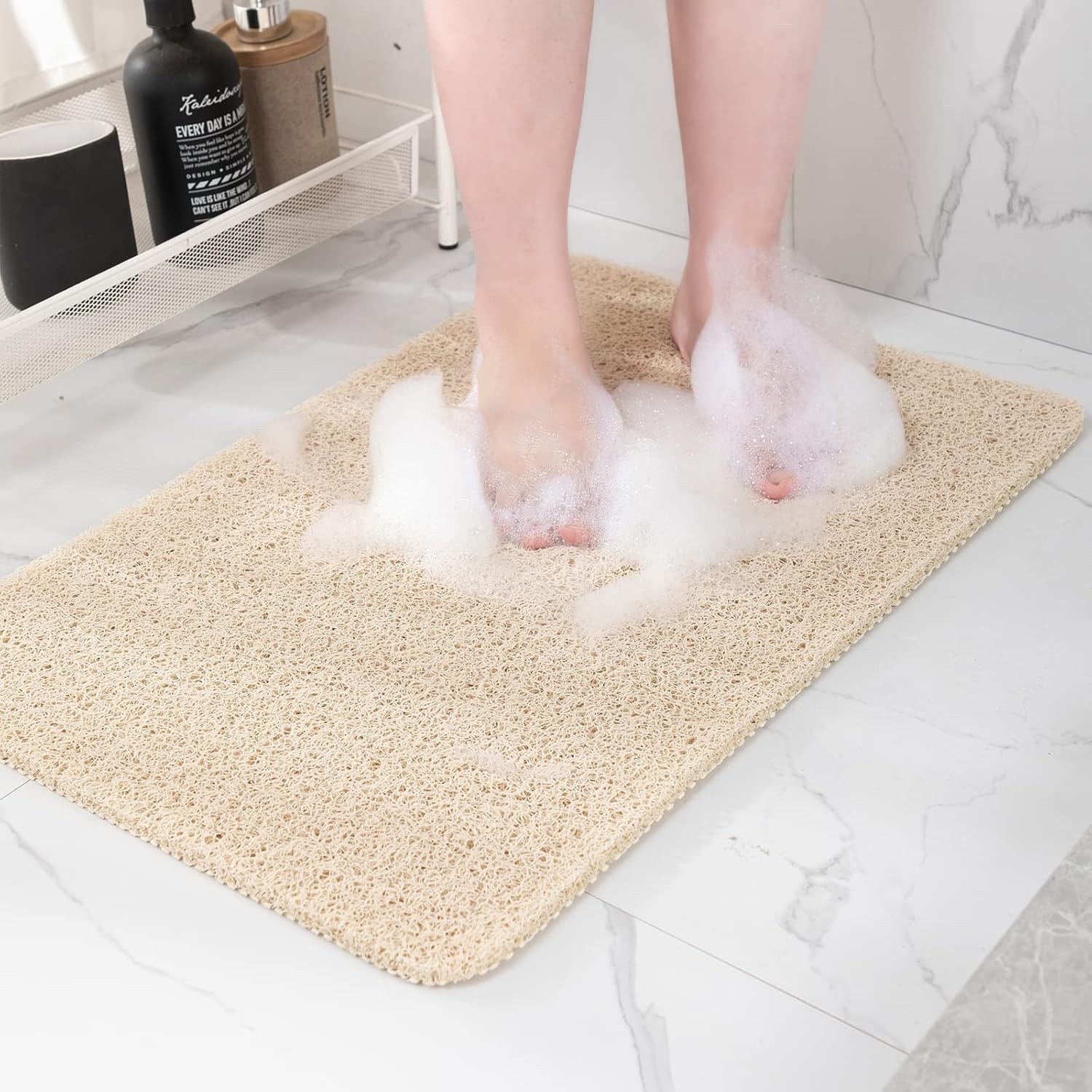 Loofah Bath Mat | Non-Slip Shower Mat with Fast Drainage for Clean Feet 1