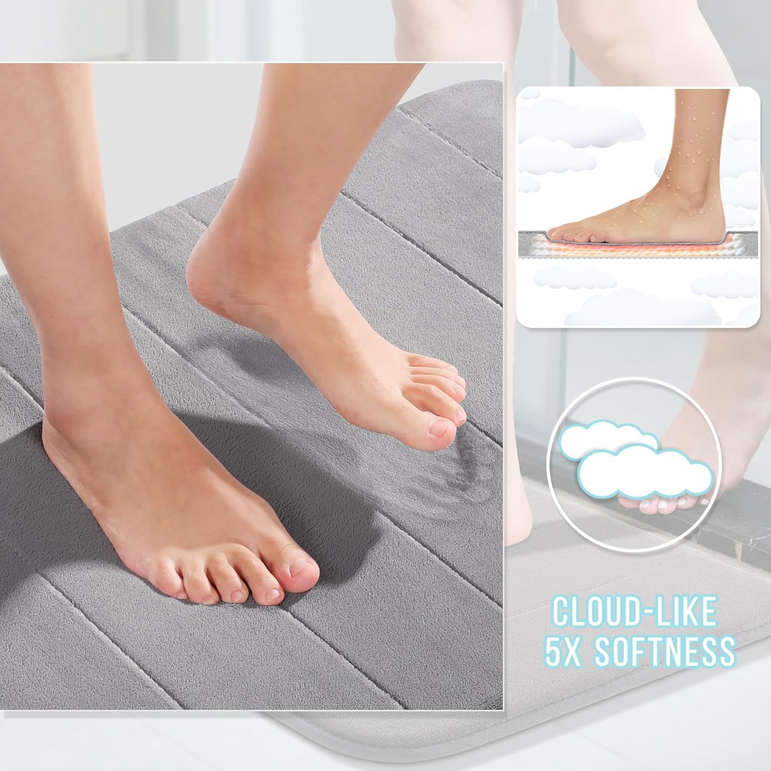 Memory Foam Bath Mat Set | Non-Slip Bathroom Rugs for Soft Comfort & Quick Drying 3