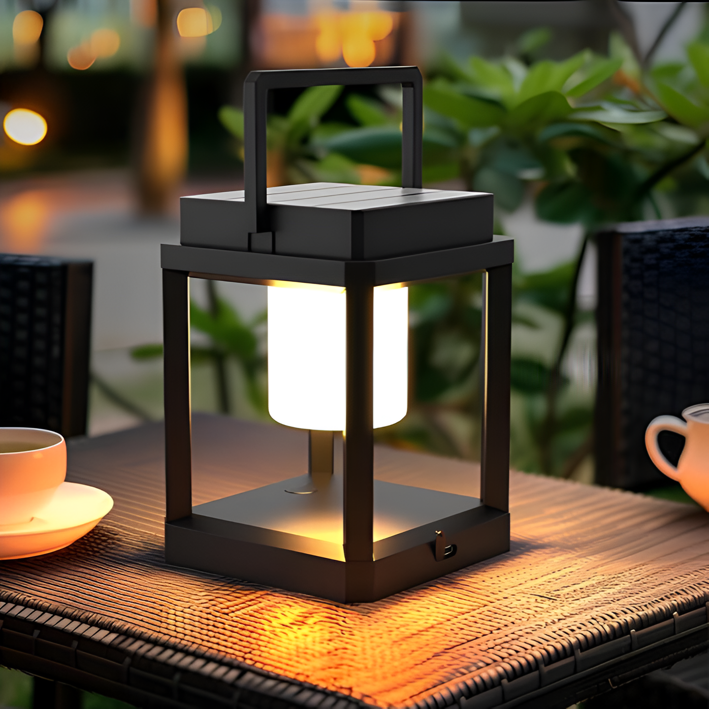 Outdoor Lantern Light | Solar & USB Charging with Portable Handle | Modern Design for Gardens and Patios 2