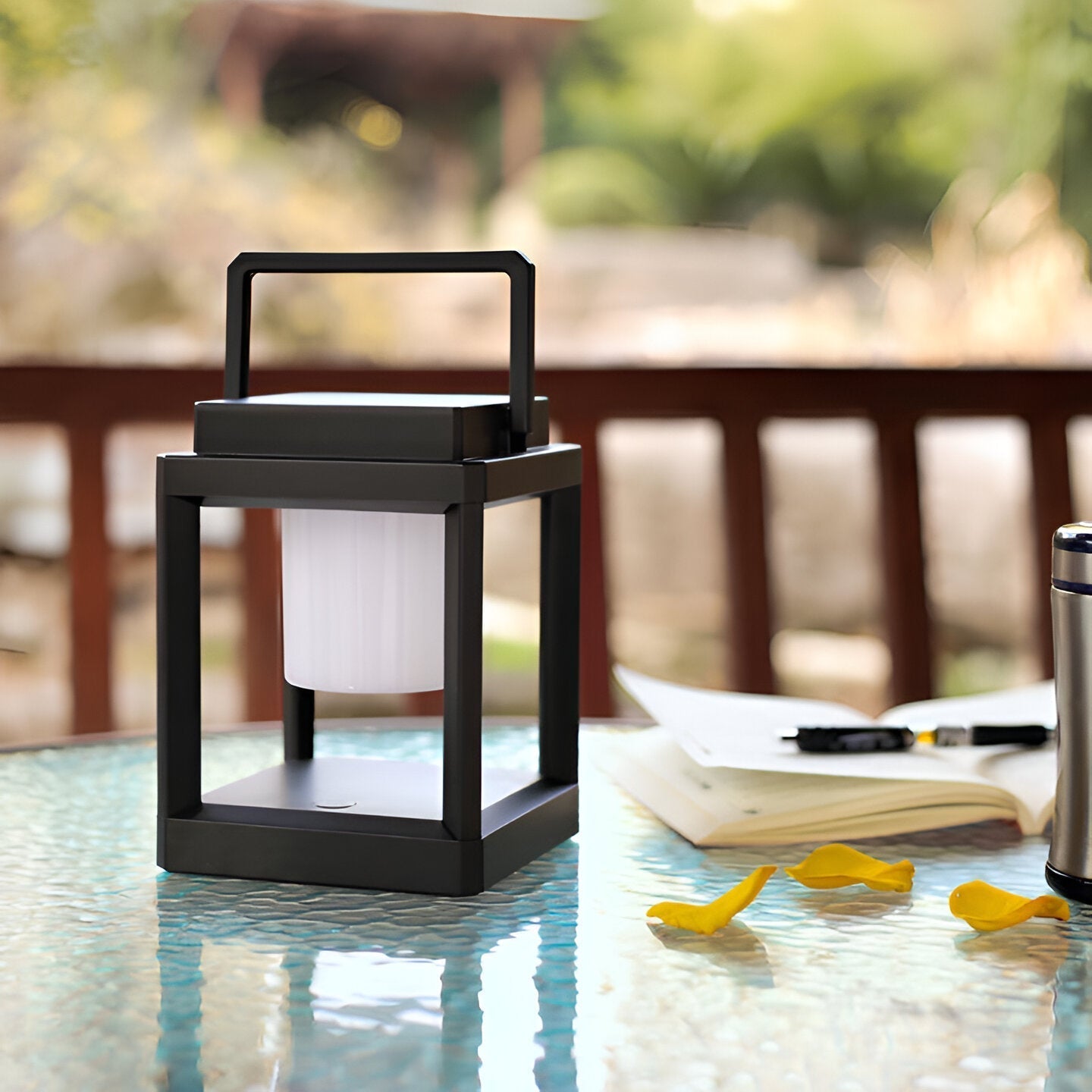Outdoor Lantern Light | Solar & USB Charging with Portable Handle | Modern Design for Gardens and Patios 8