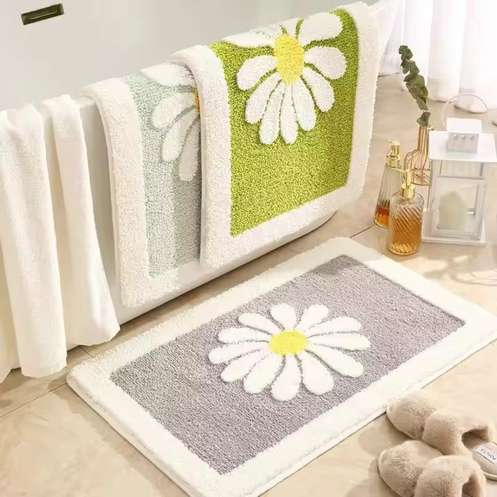 Charming Daisy Bloom | Non-Slip Bath Mat with Soft Microfibre | Plush Comfort for Cozy Spaces 6