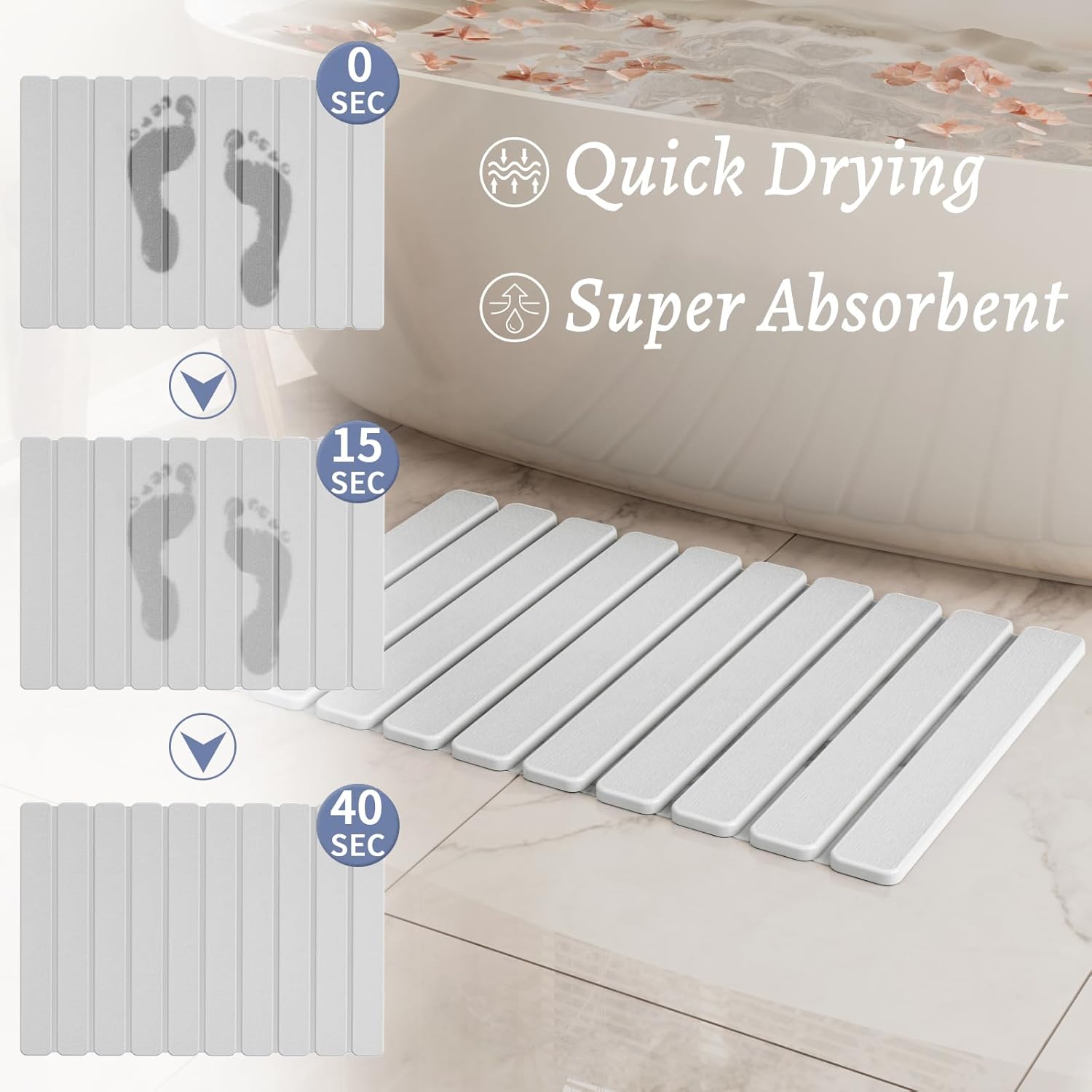 Eco-Friendly Bath Mat | Diatomaceous Earth Rug with Quick-Dry Feature | Non-Slip Design for Clean and Dry Feet 3
