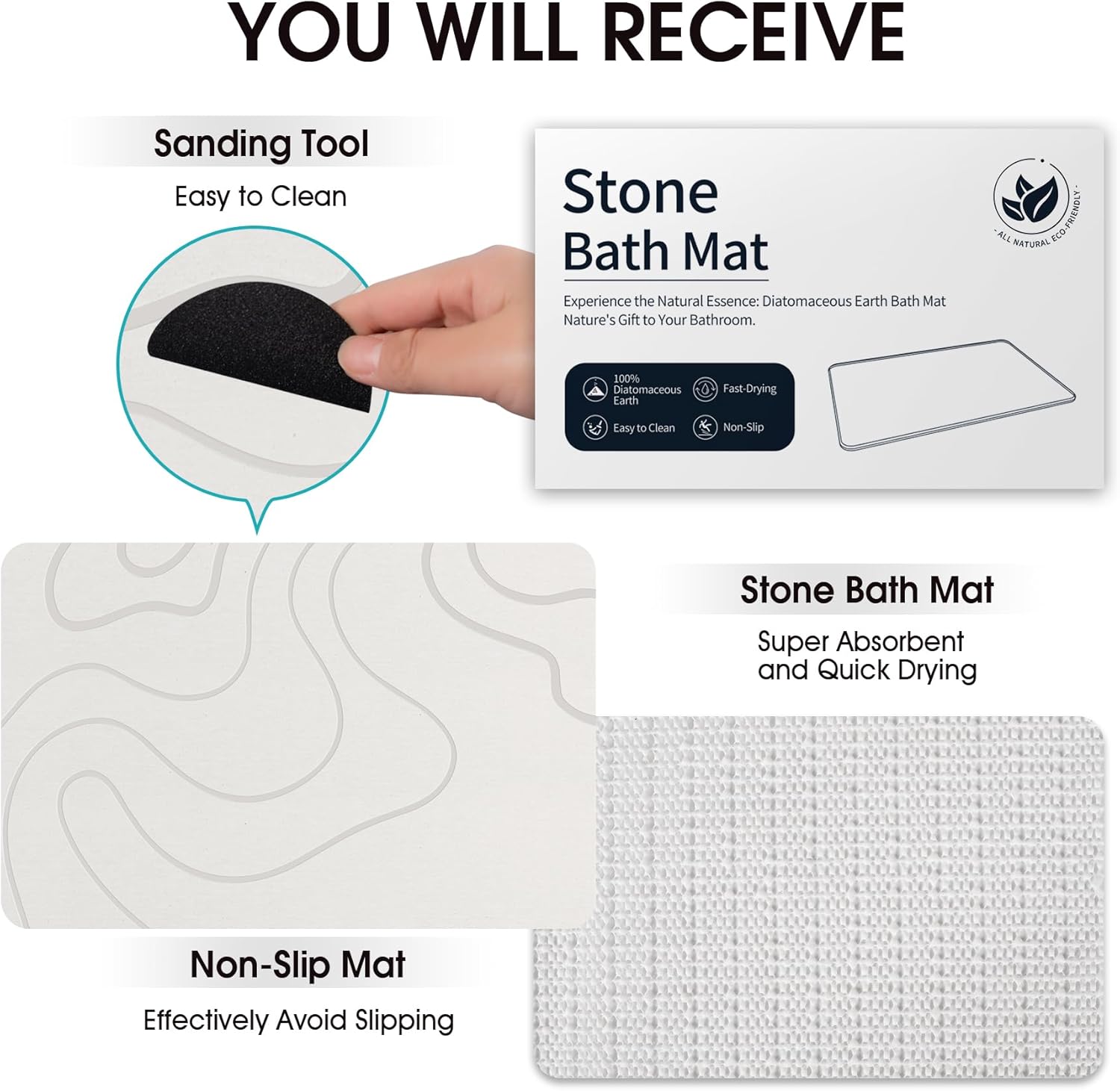Eco-Friendly Bath Mat | Non-Slip Diatomaceous Earth Mat with Quick-Drying Feature for Clean and Dry Feet 5