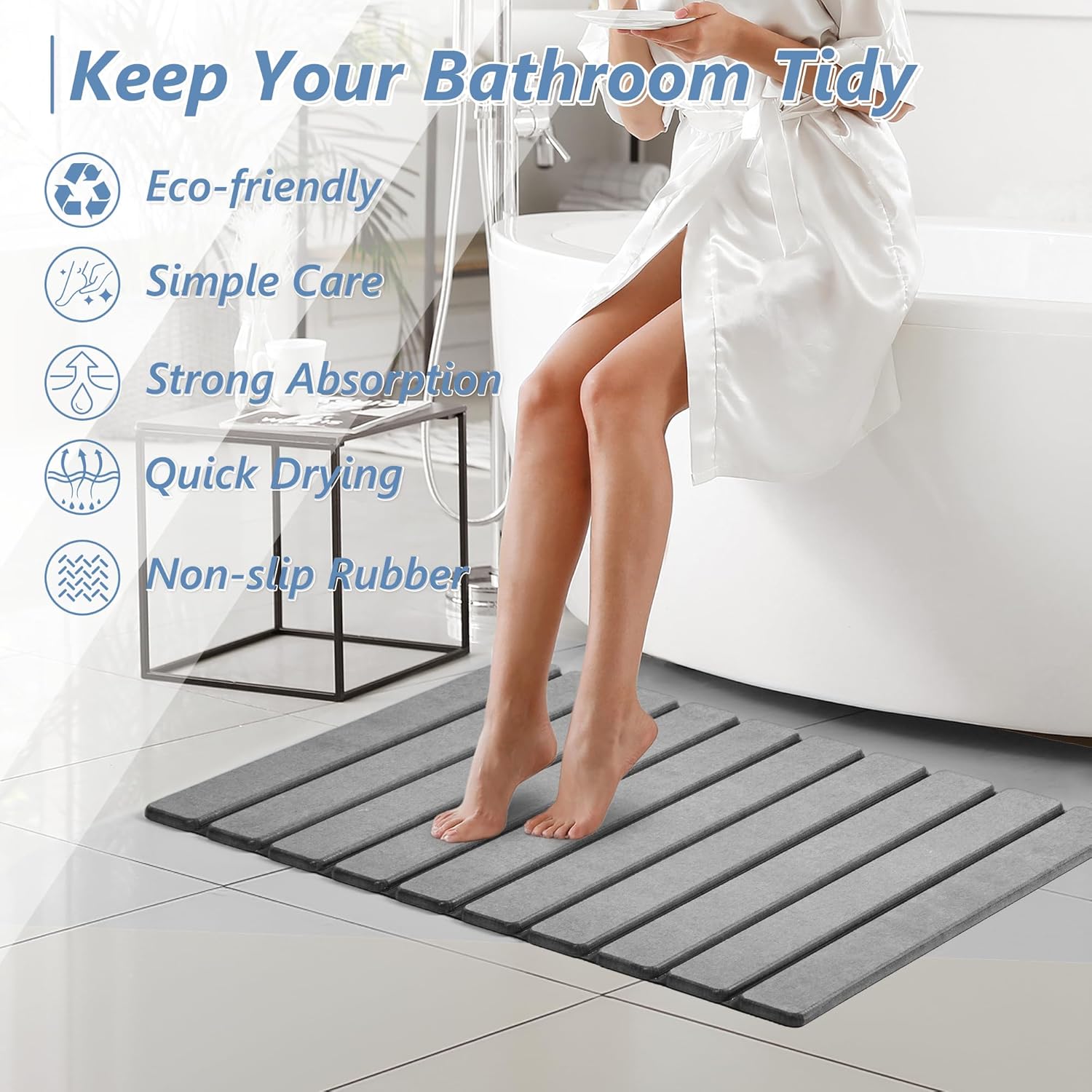 Eco-Friendly Bath Mat | Quick Dry Diatomaceous Earth Design for Clean, Dry Floors 4
