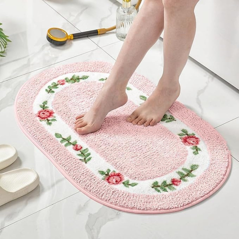 Elegant Floral Bath Mat | Plush Microfiber with Non-Slip Backing for Comfort and Safety 2