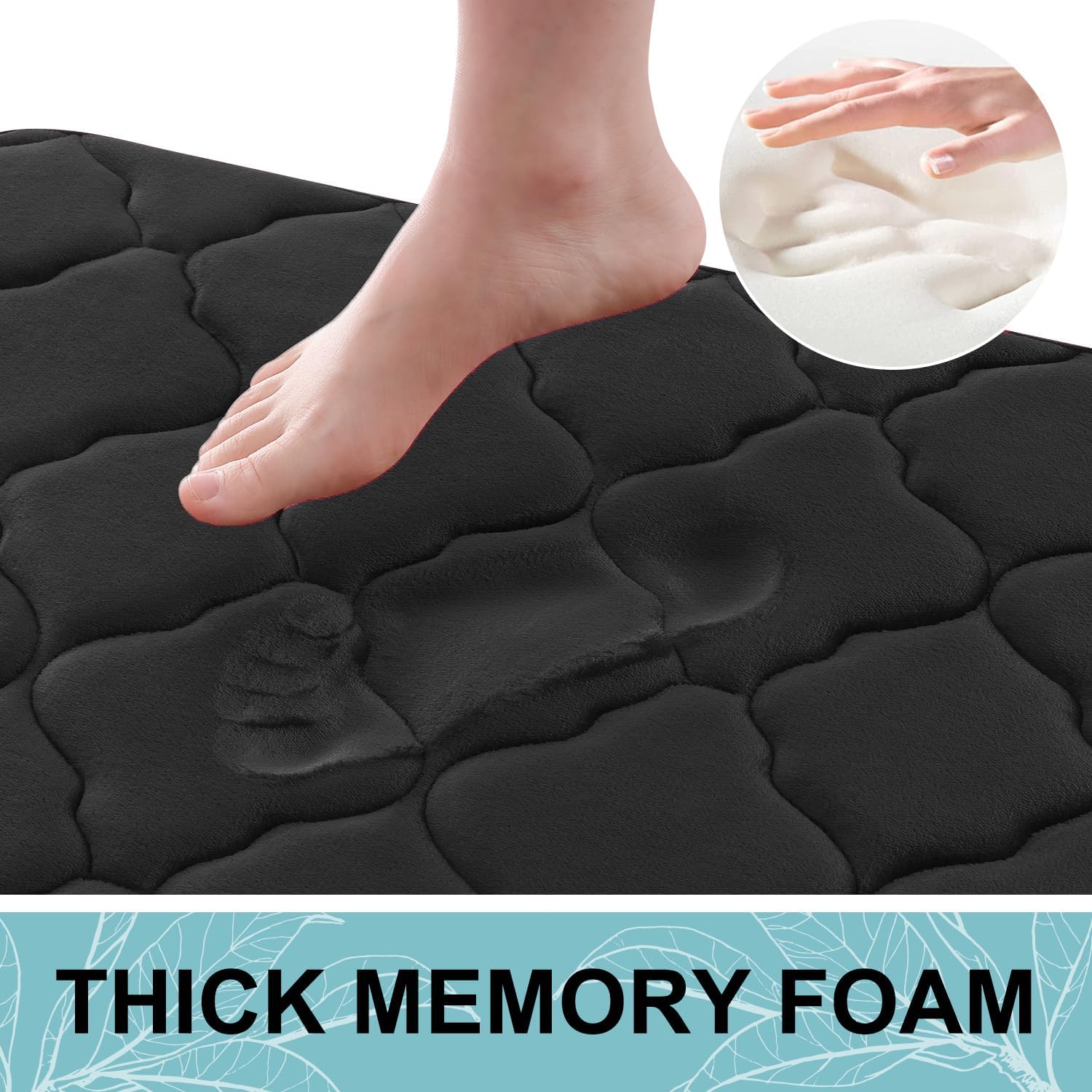 Luxurious Memory Foam Bath Rug with Non-Slip Backing | Quick-Dry Comfort for Elegant Bathrooms 3