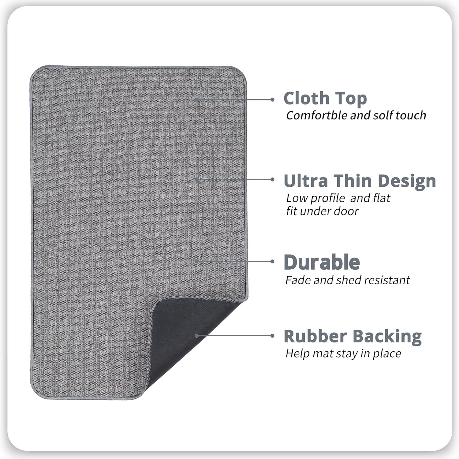 Essential Home | Non-Slip Bath Mat with Ultra Thin Design | Quick Dry Rug for Safety 2