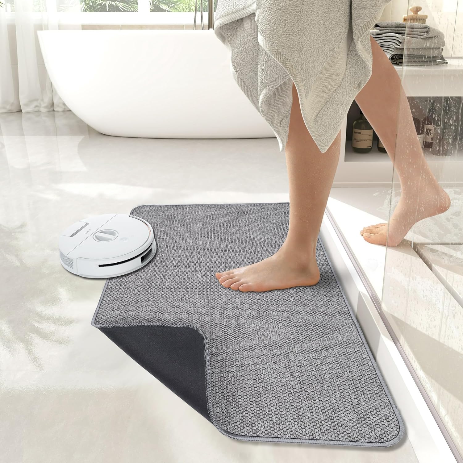 Essential Home | Non-Slip Bath Mat with Ultra Thin Design | Quick Dry Rug for Safety 6