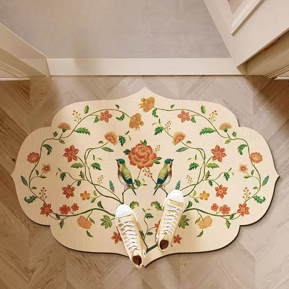Flora Collection | Diatomaceous Bath Mat with Quick-Drying Properties | Elegant Floral Design for Safety and Freshness 5