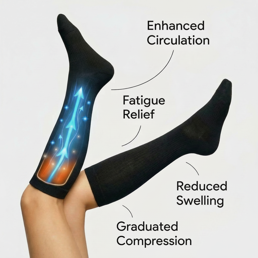 Travel Compression Socks – All-Day Support for Swollen Legs & Travel Comfort