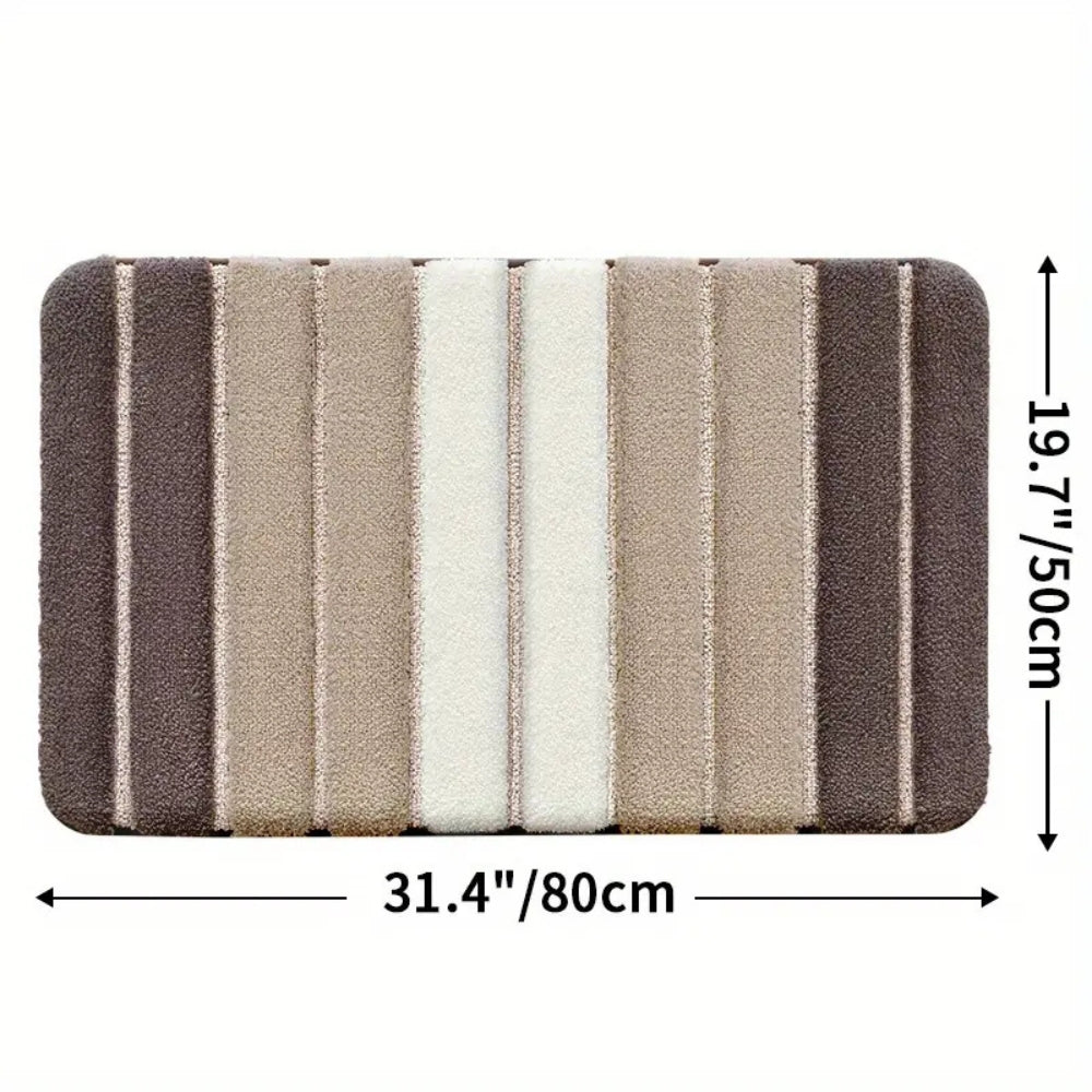 Lumiére | Non-Slip Bath Mat with Ultra-Soft Microfiber for Comfort | Elegant Striped Design for Safety and Style 12