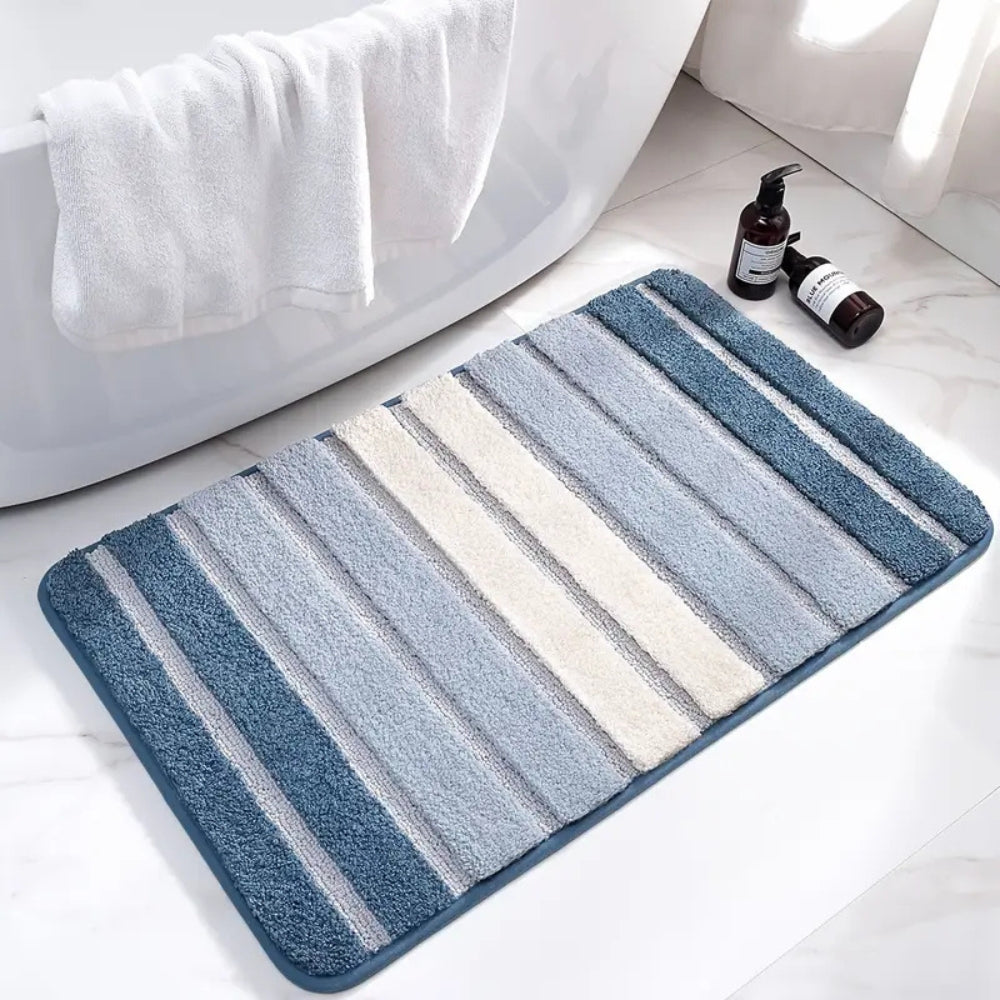 Lumiére | Non-Slip Bath Mat with Ultra-Soft Microfiber for Comfort | Elegant Striped Design for Safety and Style 8