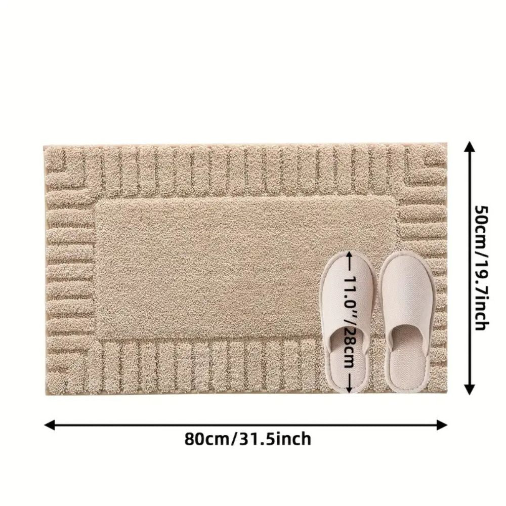 Modern Stripe | Non-Slip Bath Mat with Soft Flocked Surface | Cozy Comfort for Any Bathroom 9