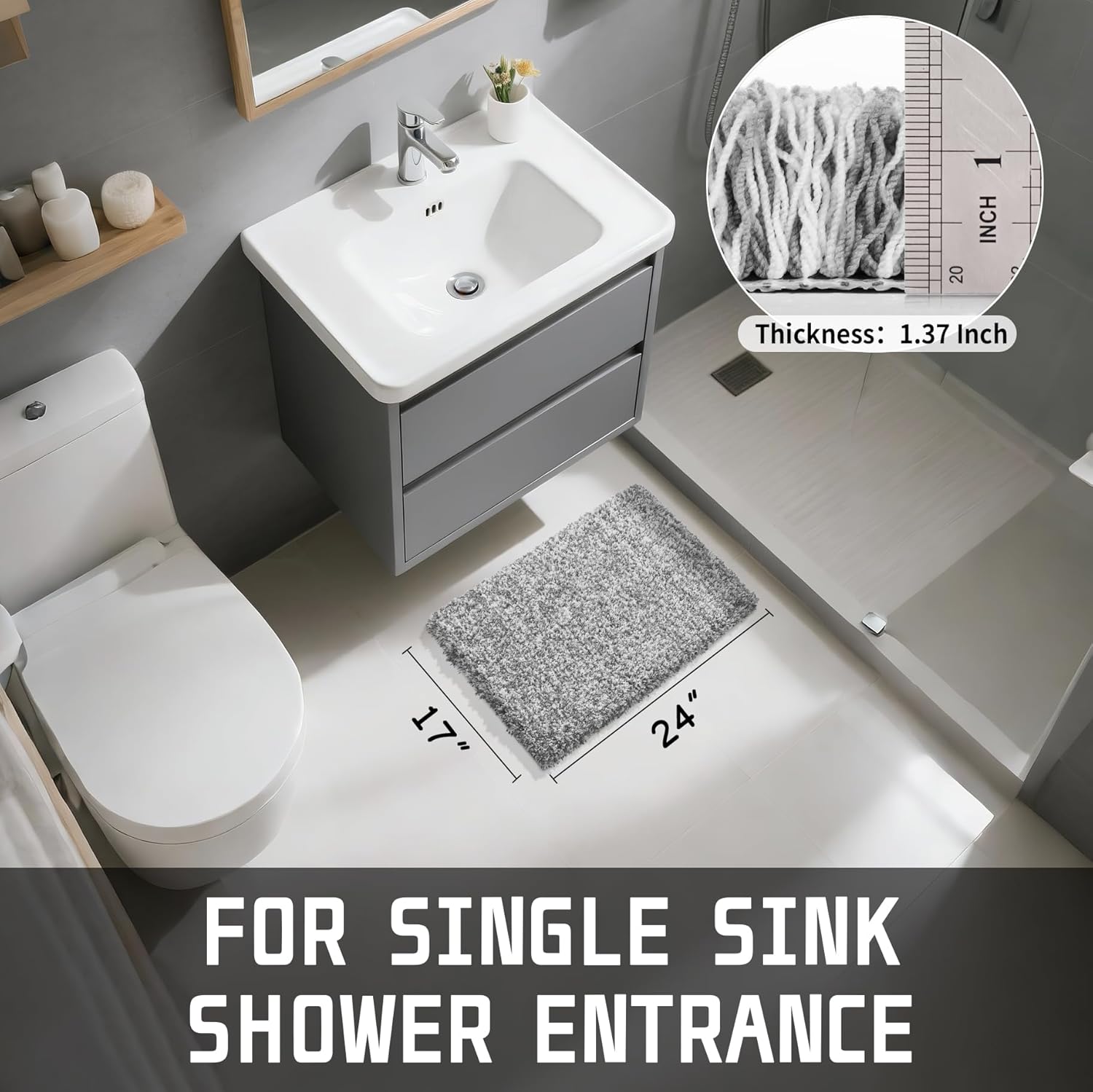 Plush Microfiber Bath Rug | Soft & Absorbent with Non-Slip Base for Ultimate Comfort 3