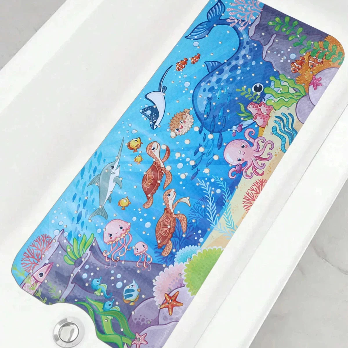 Ocean Wonders | Non-Slip Bath Mat with 200 Suction Cups | Eco-Friendly Design for Safe Bathing 1