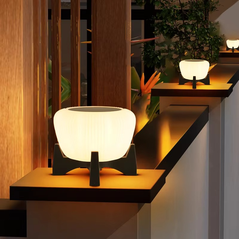 Elegant Solar Fence Post Light with Round White Glass Shade for Soft Illumination 2