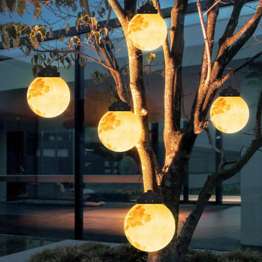 Elegant Solar Hanging Garden Light | Round Moon Shape for Outdoor Ambiance 5