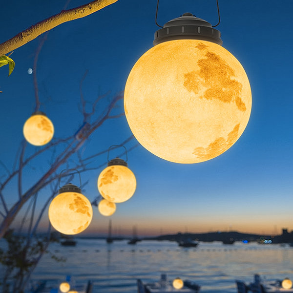 Elegant Solar Hanging Garden Light | Round Moon Shape for Outdoor Ambiance 7