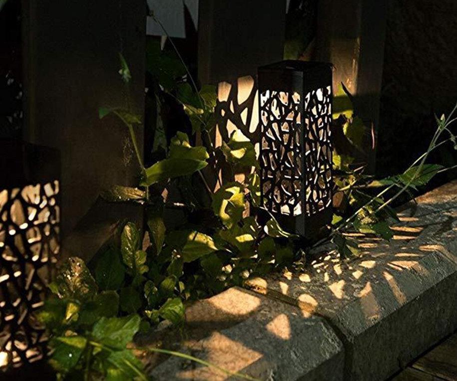 Elegant Solar Outdoor Lantern | Metal Cutout Design for Pathway Illumination 3