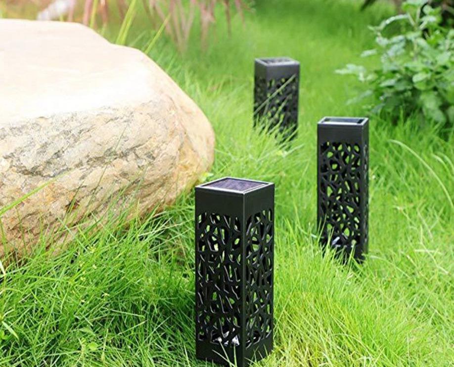 Elegant Solar Outdoor Lantern | Metal Cutout Design for Pathway Illumination 4
