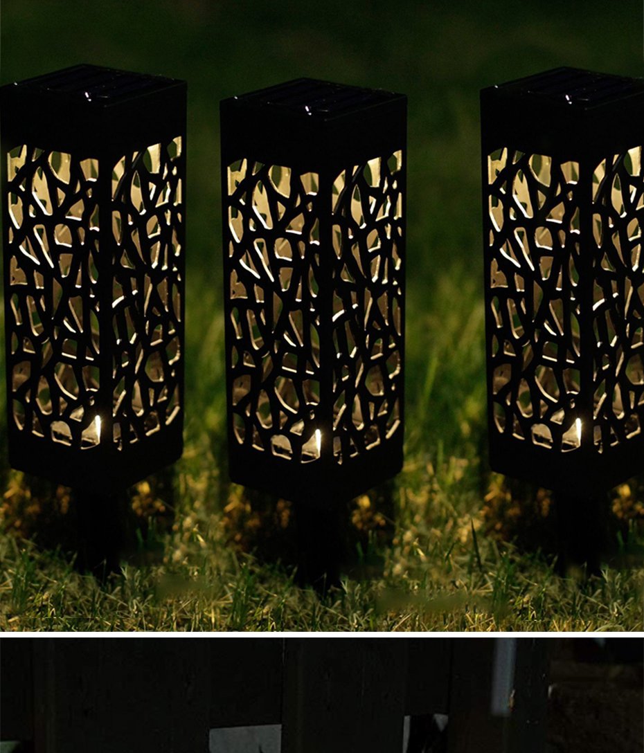 Elegant Solar Outdoor Lantern | Metal Cutout Design for Pathway Illumination 6