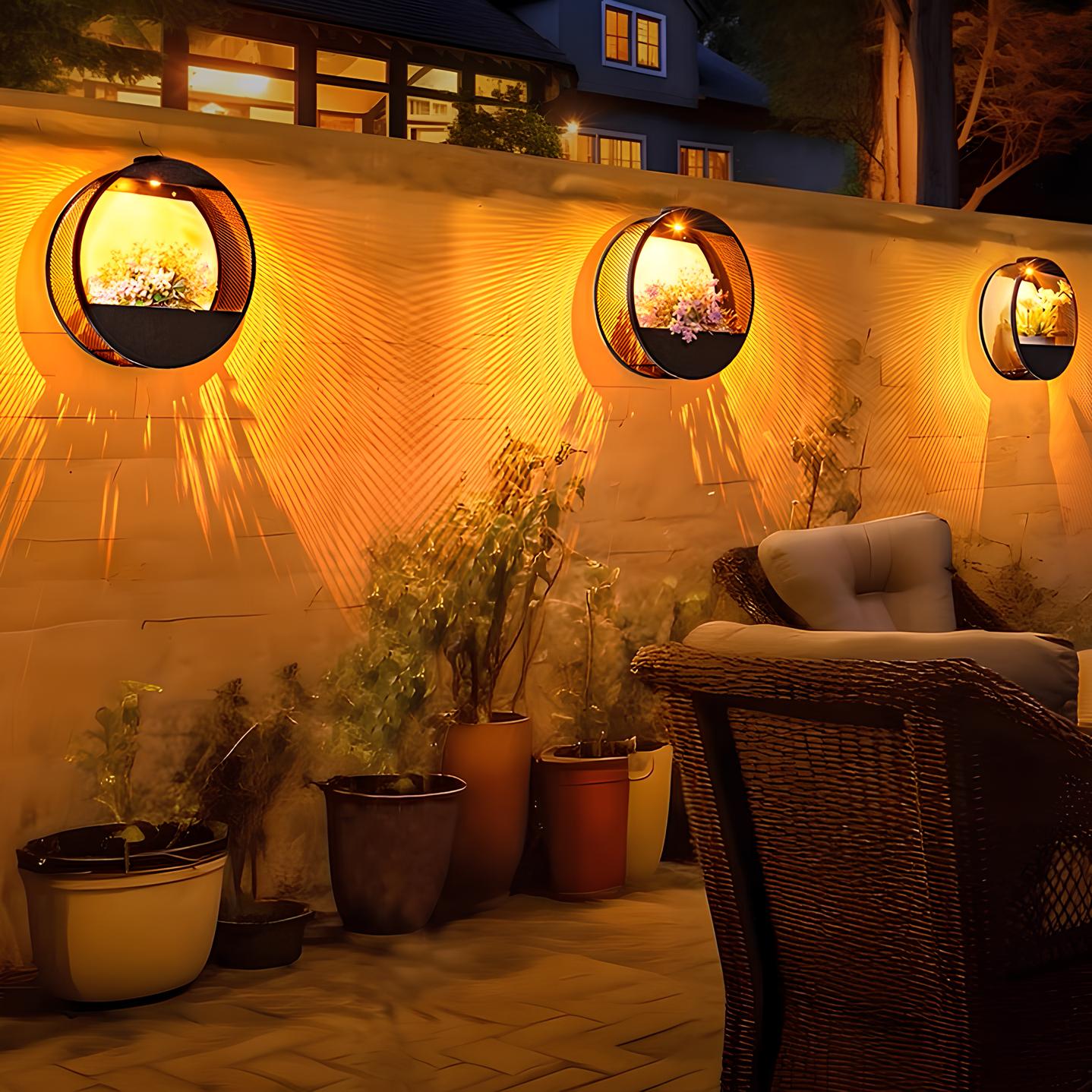 Garden Glow | Solar Outdoor Wall Lantern with Integrated Flower Pot & Light Sensor | Eco-Friendly Illumination for Your Outdoor Spaces 3