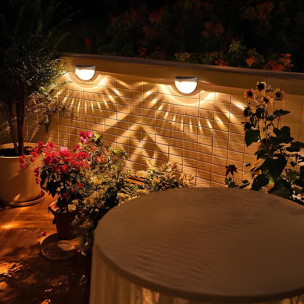 Outdoor Solar Wall Light | Round Design with Patterned Illumination | Wireless Installation for Ambient Lighting 3