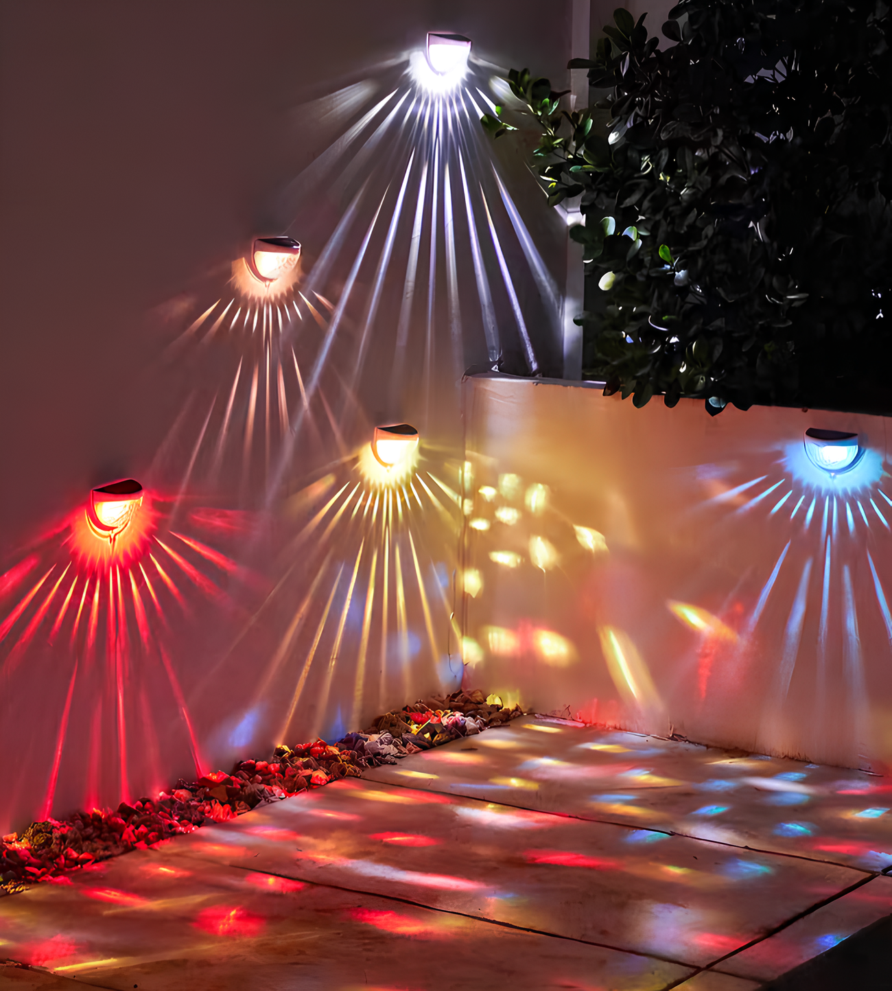 Outdoor Solar Wall Light | Round Design with Patterned Illumination | Wireless Installation for Ambient Lighting 6