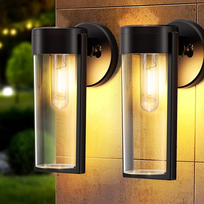 Outdoor Solar Wall Lantern | Black Mounted Light with Dusk Sensor | Weather-Resistant Design for Effortless Illumination 2