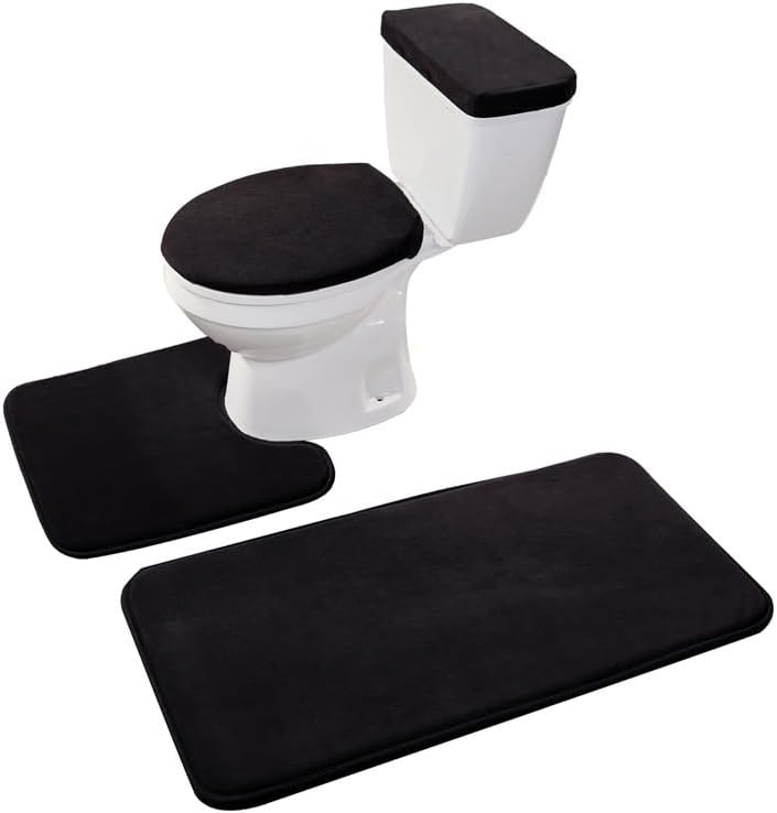 Luxury Velvet | 4-Piece Bathroom Rug Set with Non-Slip Backing | Soft Memory Foam for Ultimate Comfort 1