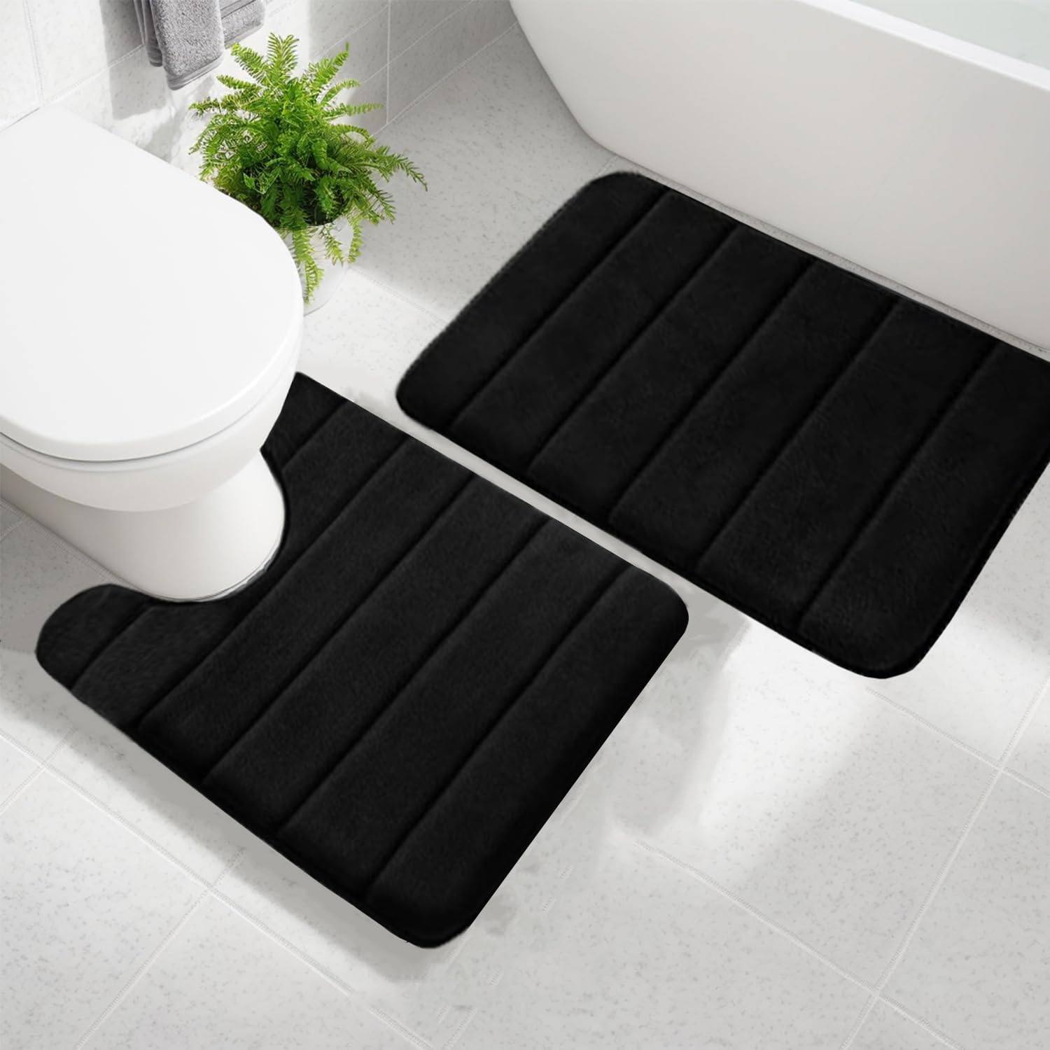 Comfort Home | Memory Foam Bath Mat Set with Non-Slip Backing | Ultra Soft & Absorbent for Bathroom Safety 1