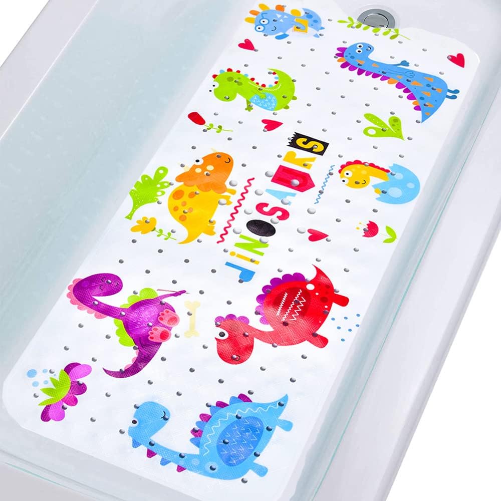 Dinosaur Bath Mat | Extra Long Non-Slip Design with Fun Cartoon Pattern for Safe Bathing 1