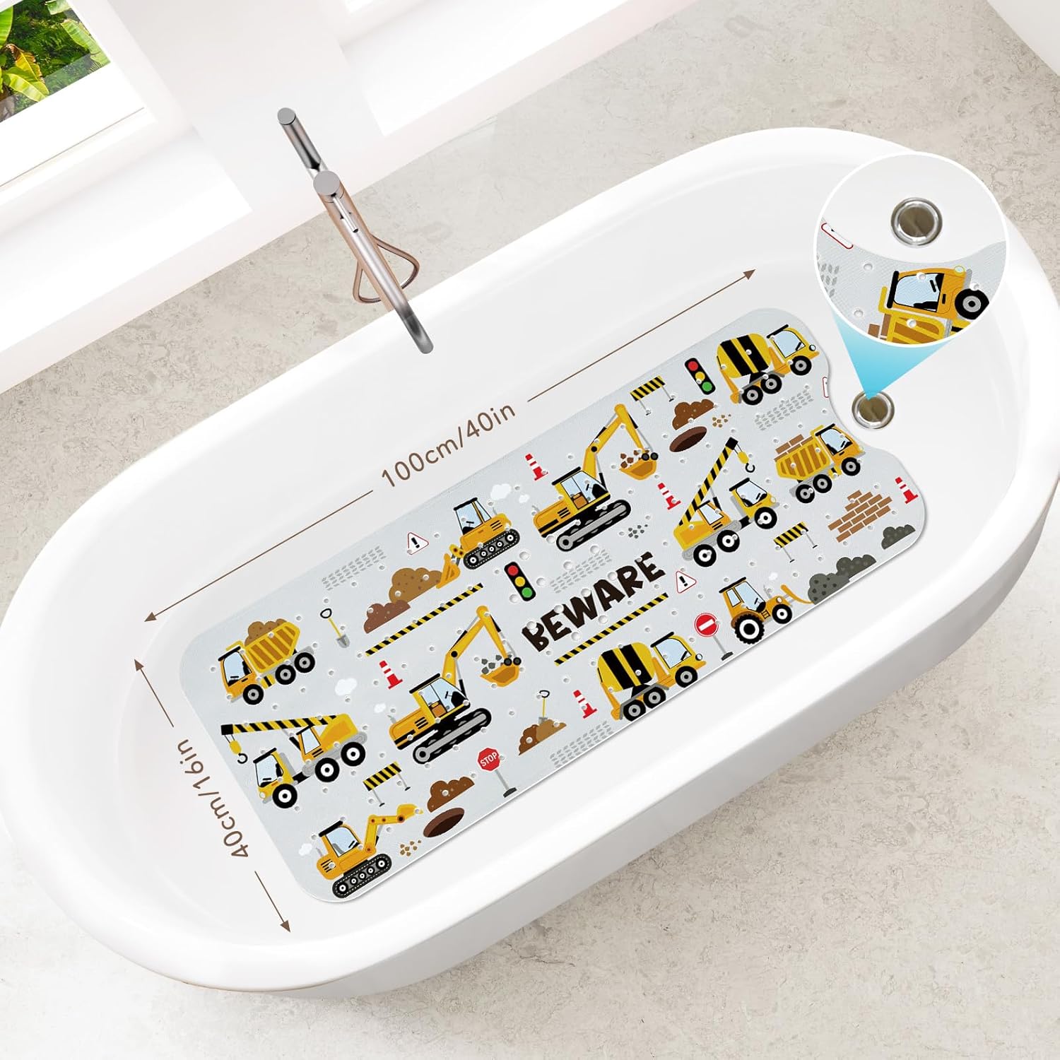 Fun Vehicle Bath Mat | Non-Slip Design with Educational Illustrations | Safe Bathing for Kids 2