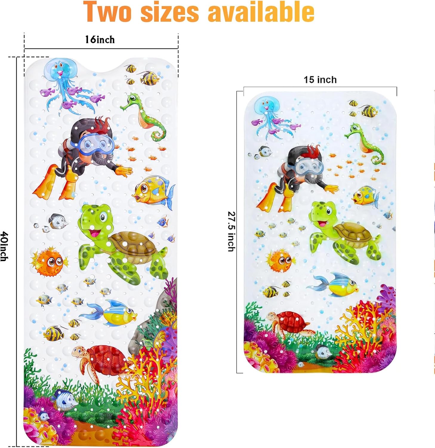 Turtle Bath Mat | Non-Slip Shower Mat with Strong Suction Cups | Safe & Fun Bathing for Kids 2