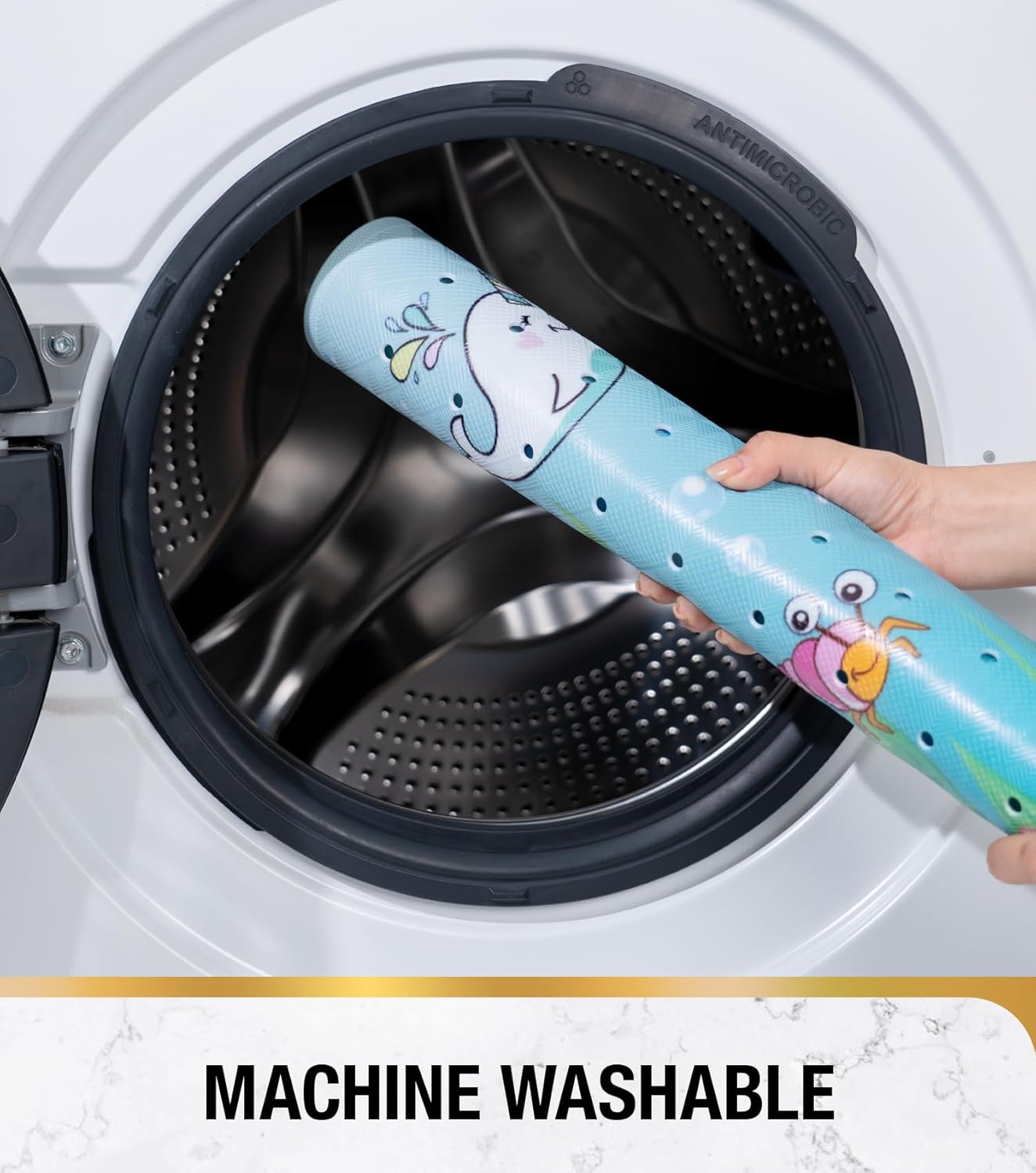 Dolphin Square Shower Mat | Non-Slip Design with 144 Suction Cups | Quick-Dry Surface for Safe Showers 7