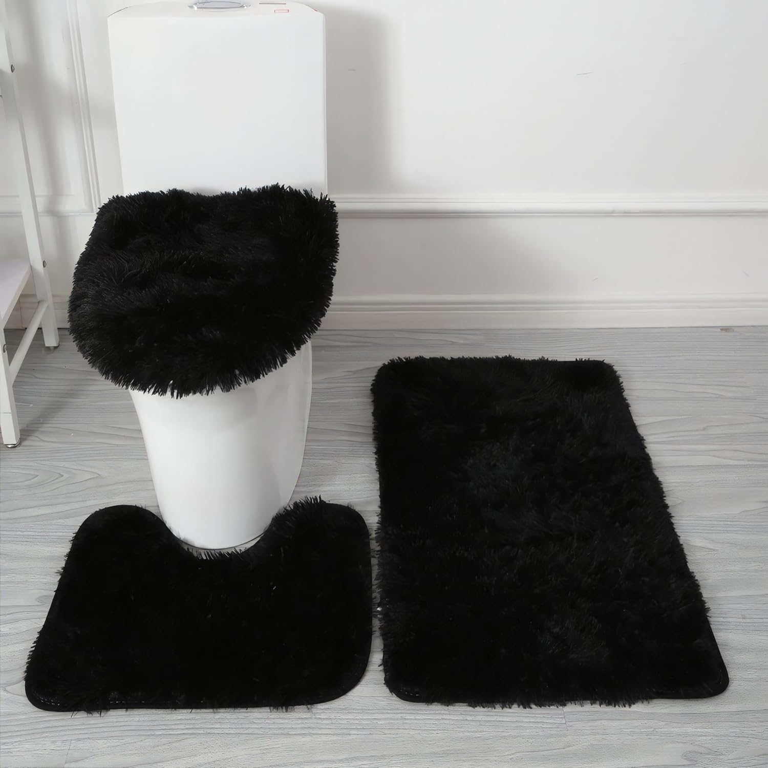 Elegant Home | 3-Piece Bathroom Rug Set with Soft Fiber Fabric | Washable Mats for Comfort 1