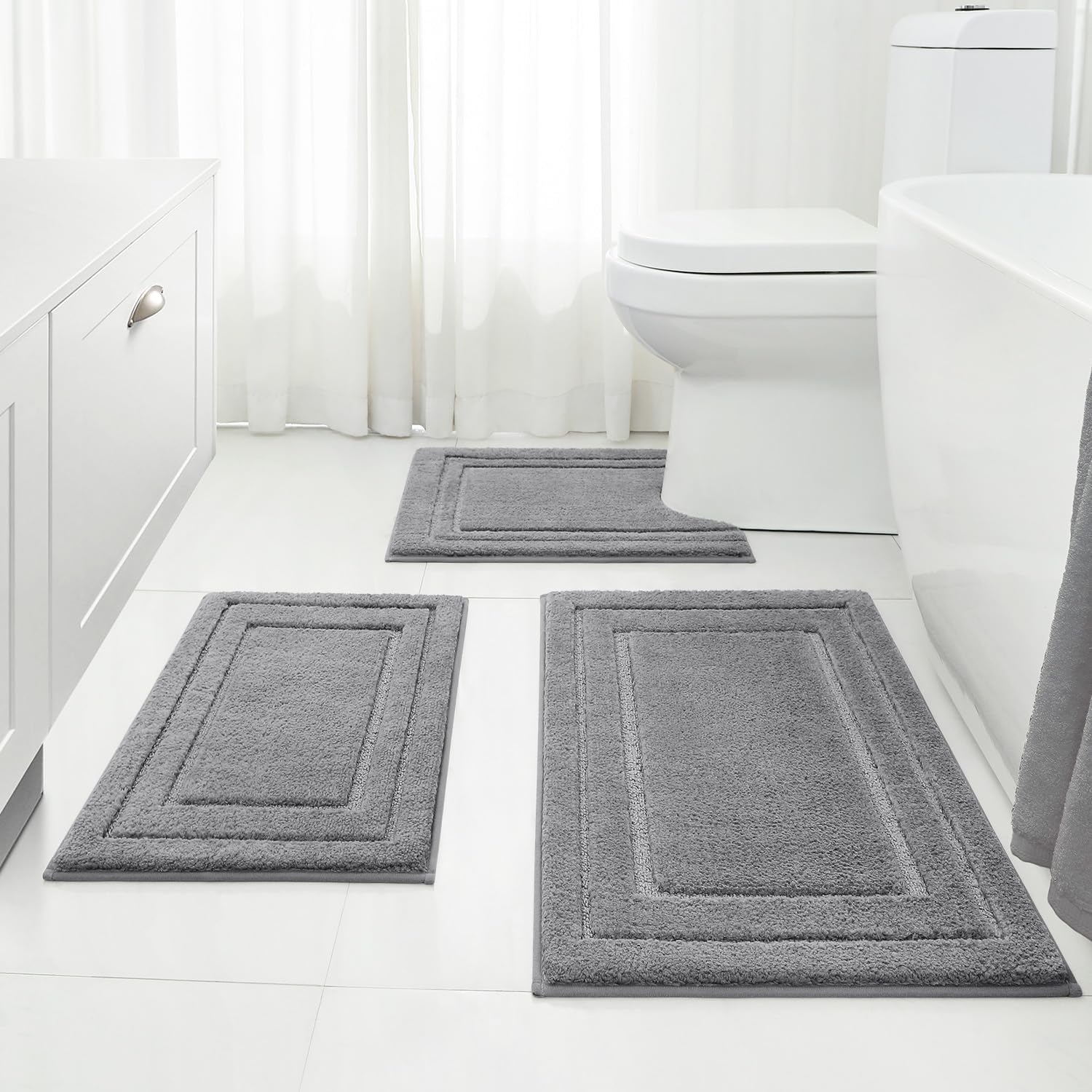 Luxury Microfiber Bath Rug Set | Non-Slip Quick-Dry Mats for Safe, Comfortable Floors 1