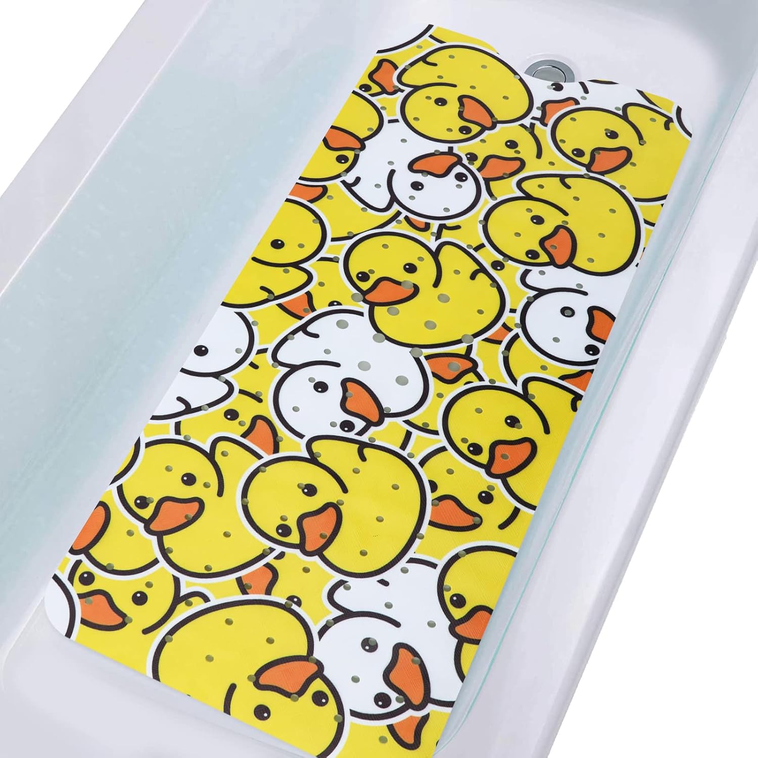 Cheerful Duck | Non-Slip Bath Mat for Kids with Extra Long Design | Safe and Fun Shower Mat for Family Use 1