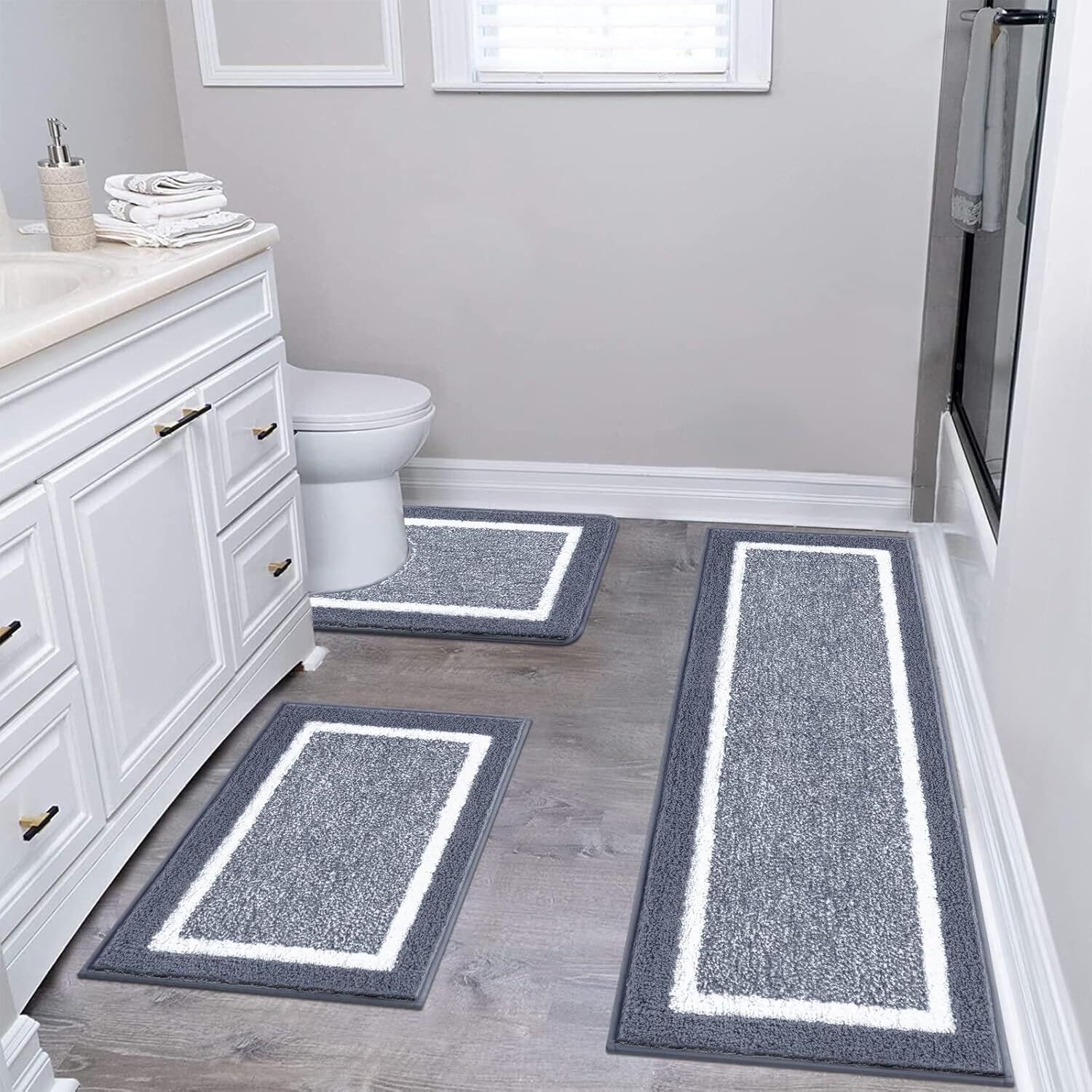 Elegant Bathroom Rug Set | Plush Microfiber Bath Mats with Non-Slip Backing | Cozy Comfort for Safe Spaces 1