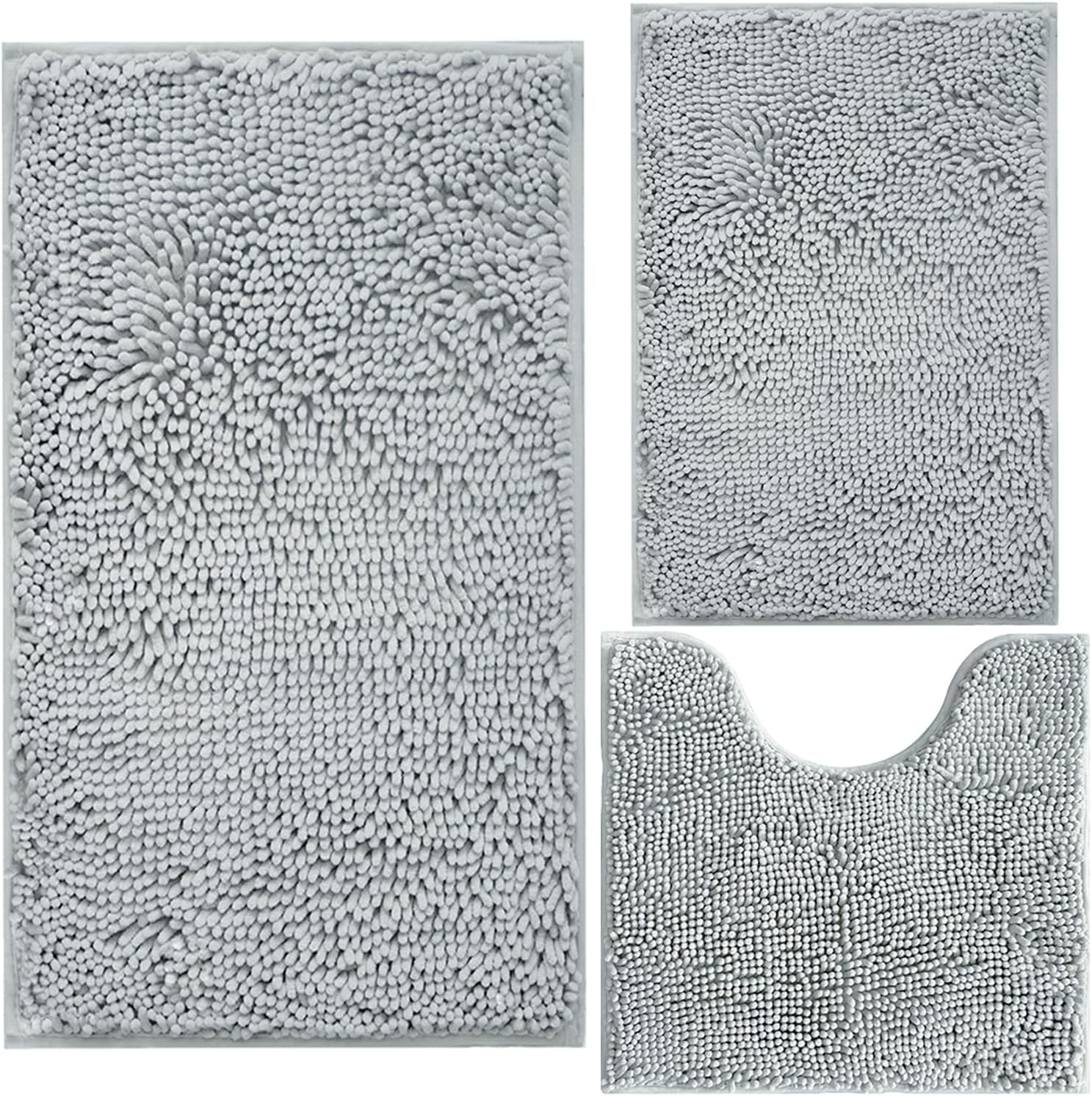 Elegant Chenille Shag Bathroom Rug Set with Non-Slip Backing | Ultra Thick & Absorbent for Comfort 1
