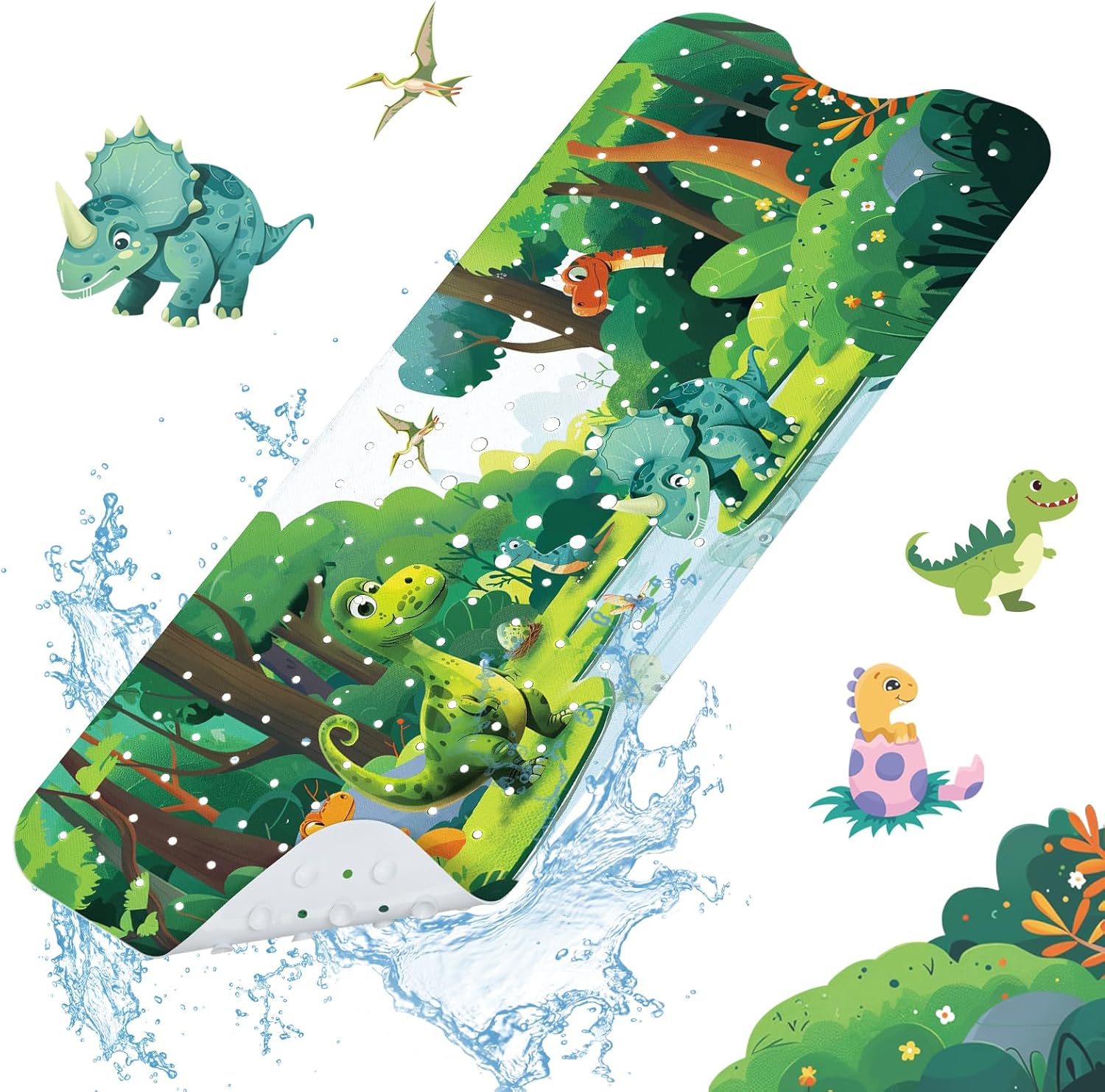 Dino Discovery | Extra Long Non-Slip Bath Mat with Educational Design | Safe and Comfortable for Kids 1