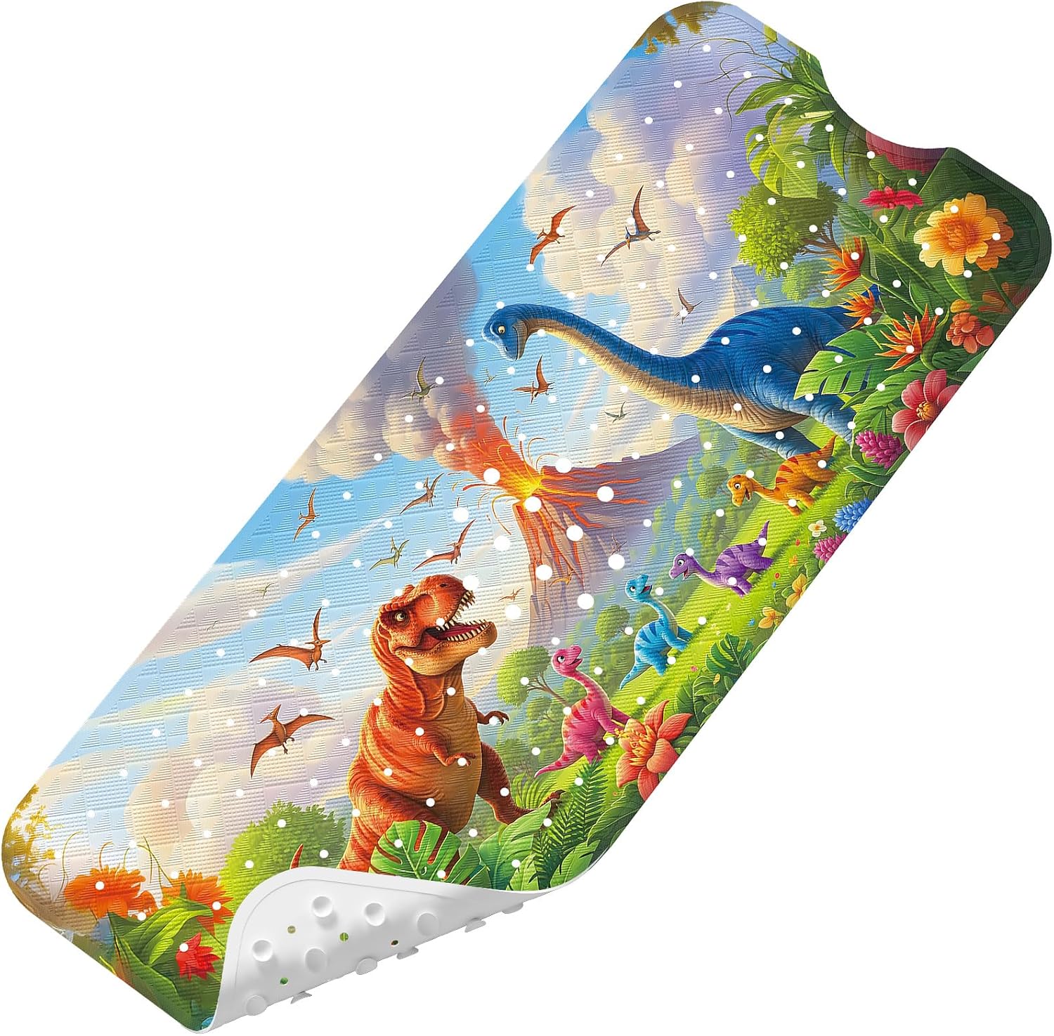 Dinosaur Adventure | Non-Slip Baby Bath Mat with 200 Suction Cups | Eco-Certified for Safe Bath Time Fun 1